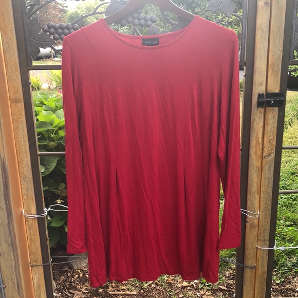 J. Jill Wearever Collection red rayon tunic length long sleeve shirt siz… - Picture 1 of 5